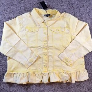 DG2 NEW Yellow Denim Jacket Ruffle Jean Plus‎ Size 3X casual outerwear coat